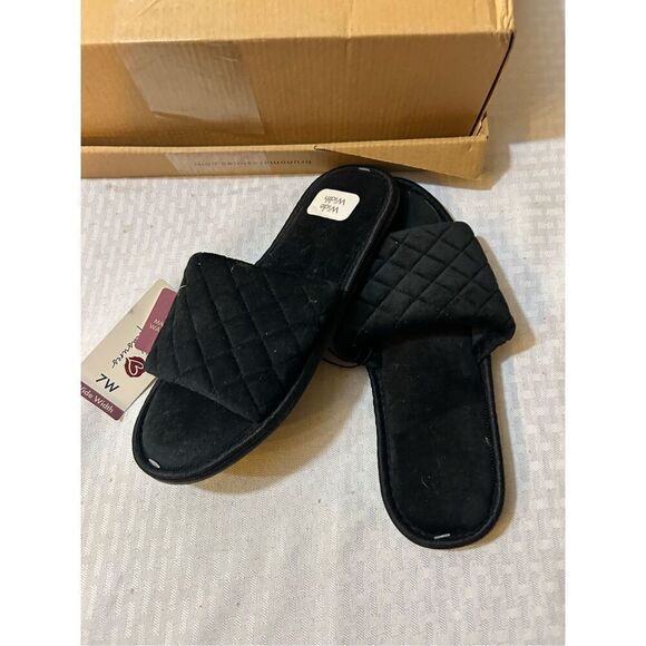 Secret treasures slippers shoes 7w wides black new - Picture 1 of 4